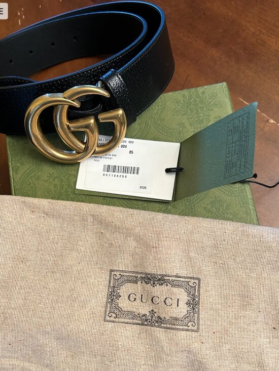 Gucci Black GG Belt, Size 85